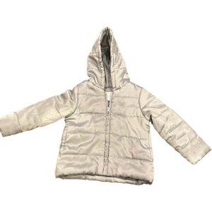 Toddlers Gymboree XS Polyester Puffer Jacket Silver Hooded Warm Coat